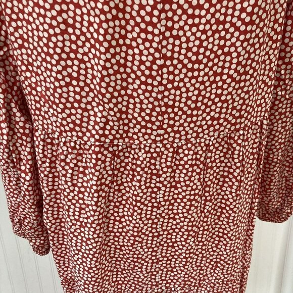 Isabel Maternity Red White Polka Dot Tiered Waist Ruffle Balloon Sleeve Dress-XL - Picture 5 of 11
